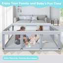 Fshibila 74" 50" Large Baby Playpen, Baby Playard for Babies and Toddlers, Baby Fence Play Pens for Indoor & Outdoor, Sturdy Safety Play Yard with Soft Breathable Mesh, Anti-Fall, Grey