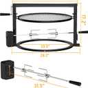 Skyflame Charkettle BBQ Grill Rotisserie System Kit with Adjustable Cooking Grate, Compatible with Weber 22-inch Kettle Grills