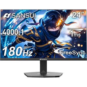 SANSUI 24 Inch Gaming Monitor 180Hz, DP 1.4 & HDMI 2.0 Ports High Refresh Rate Computer Monitor, Racing FPS RTS Modes, 1ms Response Time 110% sRGB (ES-G24F4, HDMI Cable Included)