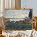 Framed Claude Monet Wall Art  Vintage Landscape Painting Wall Decor, Impressionist Living Room Wall Art, Classic Aesthetic Canvas Prints for Bedroom Kitchen Bathroom  12"x16" (Seine River)