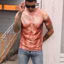 Goodstoworld Unisex 3D Fake Abs T Shirts Shredded Chest Printed Short Sleeve Costume Novelty Tees Shirt (L)