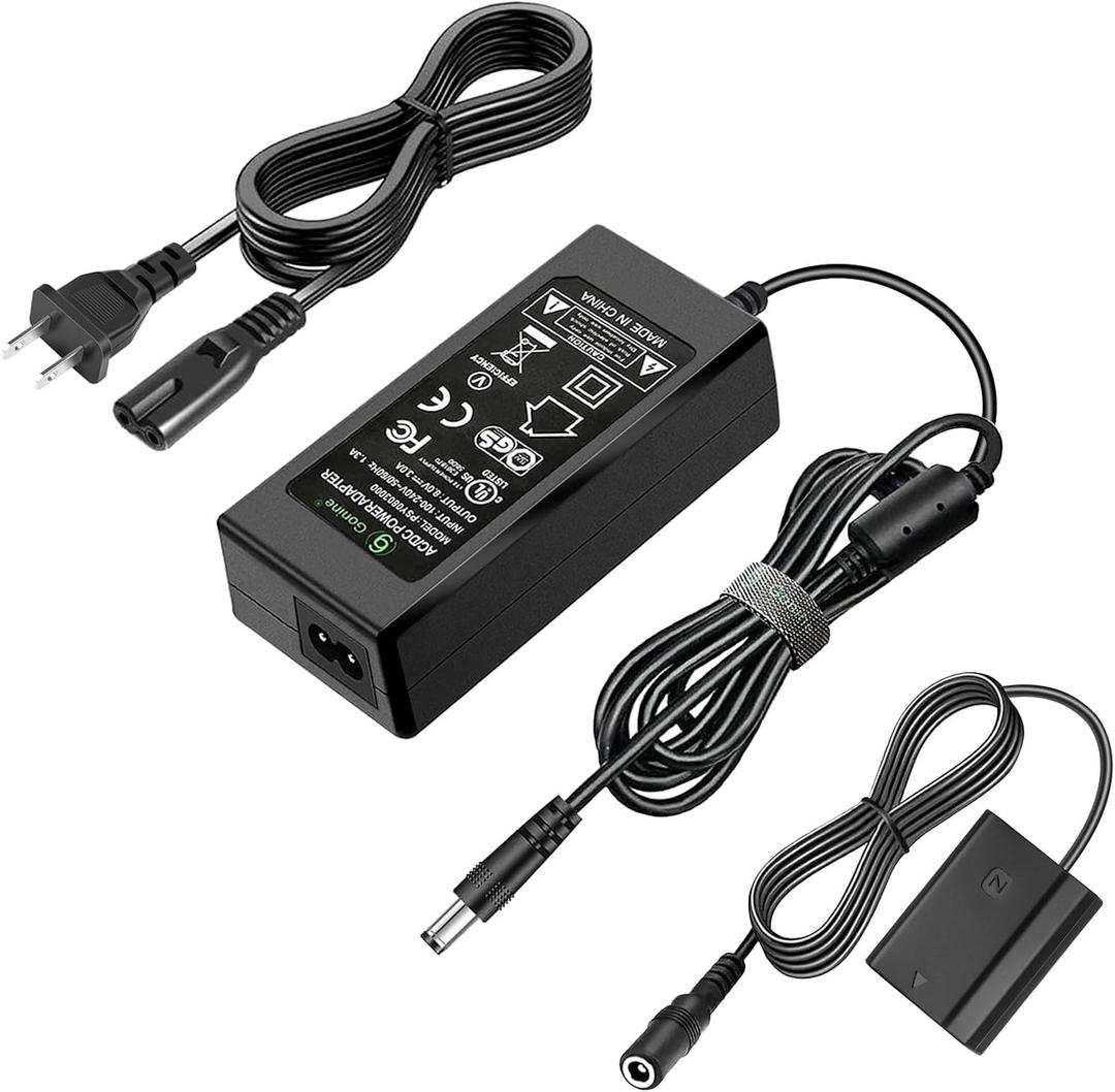Gonine NP-FZ100 A7III A7IV Dummy Battery and NPFZ100 Continuous Power Supply Adapter Kit, Compatible with Sony Alpha A7III A7SIII A7IV FX3 A6700 A6600 ZV-E1 A7C A1 A7R3 A7R IV, A9 A9R A9S Cameras.