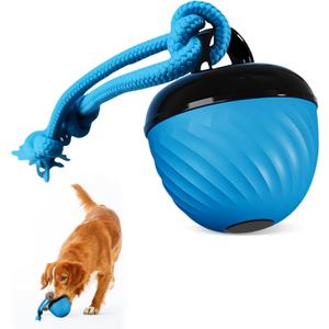 Interactive Dog Toys Ball,2025 Smart Pet Puppy Ball with Ropes, Path Electric Automatic Moving and Rolling Dogs Toy, for Small Medium Large Dogs (Bule)