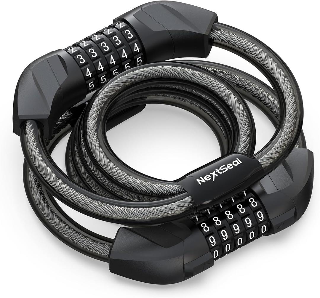 Electric Scooter Lock, Bike Lock with 5-Digit Combination, 12MM Dual Cable Locks, Security 41.3 inch Feet Bicycle Lock Anti Theft for Scooter, Bicycle, E-Bike, Electric Scooter Accessories (Black)