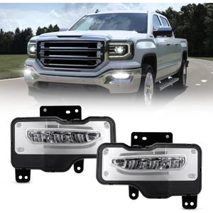 BUNKER INDUST LED Fog Lights Compatible with 2016 2017 2018 GMC Sierra 1500, Bumper Driving Fog Lamp Kit Replacement Foglight (1 Pair)