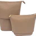 JAZD Convertible Travel Makeup Brush Bag, Stand-Up Brush Holder Pouch For Easy Access, Cosmetic Case Organizer (BEIGE)