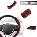 Car Steering Wheel Cover, 2PCS Anti-Slip Segmented Snap-on Vehicle Steering Wheel Protector, Comfortable Automotive Interior Decoration Accessories, Universal for Sedan Truck SUV (Red)