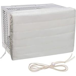 Luxiv Indoor Air Conditioner Cover, White Window Unit Protection Anti-Rust Adjustable Cover for Indoor Window AC with Free Elastic Straps (White, 27x20x2.5)