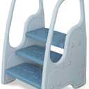 3 Step Stool for Toddler,Kids Three Step Stool for Bathroom Sink or Kitchen Counter Standing Tower, Children Step Up Learning Helper with Safety Handles and Non-Slip Pads,Blue