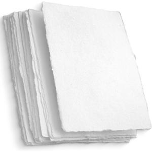Wanderings Handmade White Deckle Edge Blank Paper - 4" x 6" - Pack of 50 - Watercolor/Mixed Media Paper - Save the Date Invitations Greeting Cards Notes DIY Arts Crafts - Thick 150 GSM