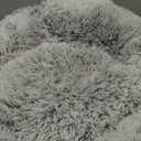 Amazon Basics Donut Pet Bolster Faux Fur Bed for Dog, Grey, 23" x 23"
