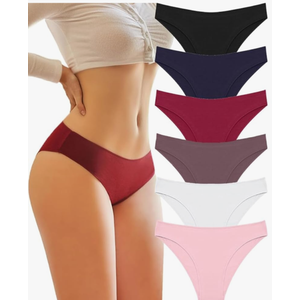 Knowyou Womens Underwear Cotton Cheeky Panties for Women Cute Stretch Bikini Breathable Panties for Ladies 6Pack
 Size M