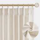 Aersas Natural Pinch Pleated Linen Curtains 84 Inch Length 1 Panel for Living Room Bedroom Cream Semi Sheer Window Curtain Boho Neutral Back Tab Pinch Pleat Drape with Hooks 84 Inches Long
