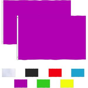 Consummate Solid Purple Flag 3x5 Foot Plain Purple Flags Banner Polyester with Brass Grommets,2 Pack