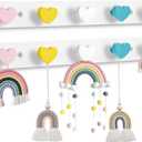 Maitys 2 Pcs Kids Coat Rack Wall Mount Kids Wall Hooks Rainbow Coat Rack Hooks for Boys Girls Toddler Cute Bathroom Decor Colorful Backpack Hanger Supplies for Clothes Hat Towel in Bedroom(Heart)