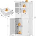 Iwell Tall Bathroom Cabinet, Storage Cabinet with Adjustable Shelves, Bathroom Storage Cabinet for Living Room, Dining Room, Entryway, White, 49.6''H