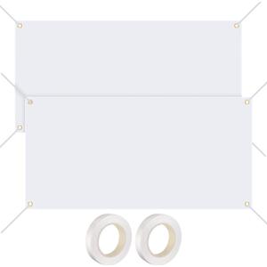 2 Pcs 3x6 Feet Large Blank Banners to Decorate, Thick Polyester Oxford Sublimation Banner with Hanging Ropes, White DIY Banner Signs for Business Indoor Outdoor Wall Decor
