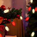 C7 LED Red and White Christmas Lights, 25Ft Outdoor Christmas String Lights with 27 LED Red and White Plastic Bulbs, Vintage Christmas Light for Outside Patio Christmas Tree Cafe Party House Decor