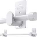 Curtain Rods No Drilling for Windows 30 to 60 Inches, 5/8 Inch Diameter No Drill Small Curtain Rod Set with 3M Adhesive Brackets, White