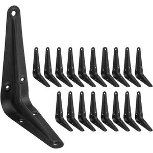 20 Pack 4 x 3 Inch Heavy Duty Black Metal Floating Shelves Brackets, L Bracket Corner Brace Support, Wall Mount, 60 lbs Capacity Each