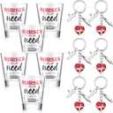 Nuenen 5 Pcs Funny Nurse Gifts for Women Men Set Including 2 oz Nurses Small Glass and Nurse Keychain Thank You Nurse Week Appreciation Gifts for Nursing School Student Graduation