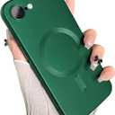 ankofave Magnetic for iPhone 16e Case, with Camera Lens Protector, Compatible with Magnetic, Slim Shockproof Bumper Soft Silicone Metallic Lustre Phone Case for iPhone 16e, Green