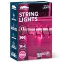 Joiedomi Pink Christmas String Lights,100 Count 21.4FT Fairy Tree Lights Plug in for Indoor Outdoor Xmas Valentines Decor Patio Holiday Theme Party Yard House,Green Wire