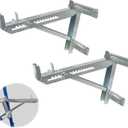 2Pack Heavy Duty Steel Ladder Jacks, Adjustable Two-Rung Short Body Scaffold Bracket for Painting Siding, Roofing & Window Repair, Fits Platforms Under 18 Inches Wide