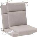 QILLOWAY Outdoor/Indoor High Back Chair Cushion, Replacement Deep Seat Cushions, All Weather Water Resistant/Fade Resistant Seat Pads with Ties, 2counts, Tan/Grey
