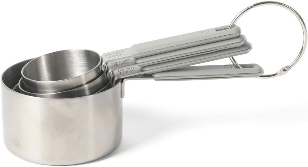 Calphalon Prime 4 Piece Stainless Steel Measuring Cups W/Taupe Silicone Handles