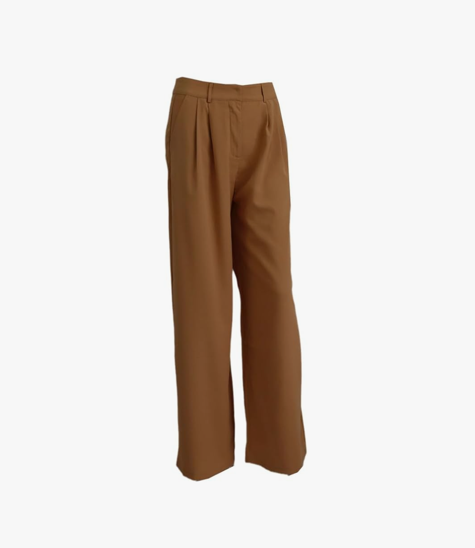 Women's Retro Solid Color All-Match Straight Wide-Leg Pants Spring Korean Style High-Waist Casual Trousers
Size Large