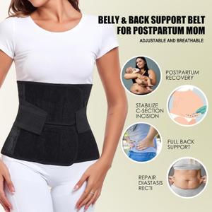 Postpartum Belly Band – Postpartum Belly Wrap, Abdominal Binder Post Surgery C-section Recovery Support Belt (Midnight Black, S/M)