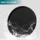 Silicone Bathroom Tray Round Vanity Tray Decorative Soap Holder Kitchen Countertop Organizer Coffee Table Decor for Candle, Perfume, Plant, 8 Inch, Black