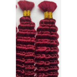 Deep Wave Bulk Braiding Hair for Boho Braids  2 Bundles Red Curly Boho Hair for Braiding No Weft Wet and Wavy Hair Extensions Red