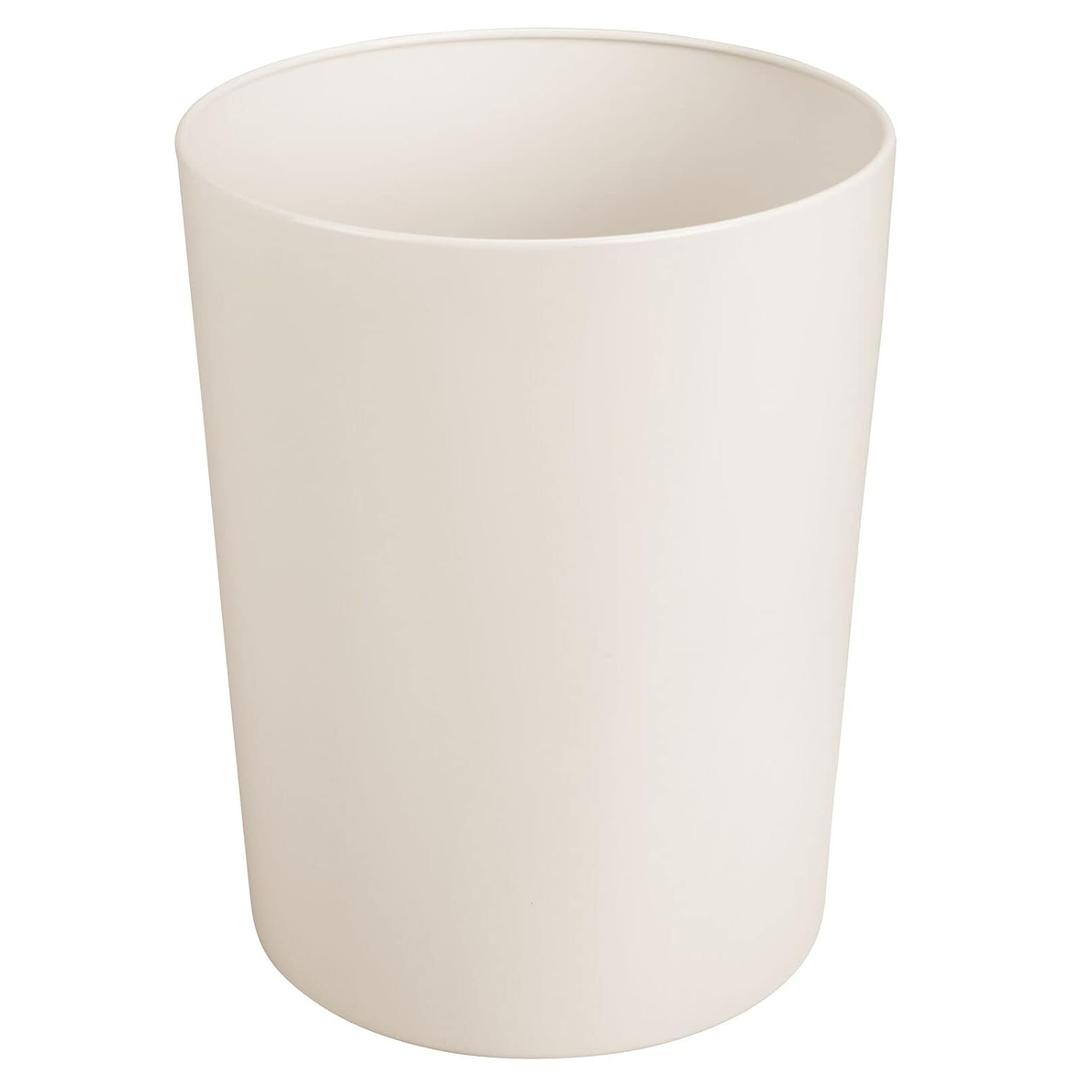 mDesign Round Metal Small 1.7 Gallon Recycle Trash Can Wastebasket, Garbage Container Bin for Bathrooms, Kitchen, Bedroom, Home Office - Durable Stainless Steel - Mirri Collection - Cream/Beige