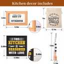 Rustic Farmhouse Kitchen Decor Set - 5-Piece Wooden Signs with Funny & Inspirational Quotes, Free-Standing Shelf & Tabletop Decor for Counter, Dining Room, Cafe - Housewarming Gift for Chef, Home