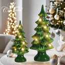 Yinns Christmas Decor 2 Pack Ceramic Christmas Tree Christmas Tree Light Up Tabletop Decor for Xmas Decoration Indoor Home Party Supplies