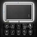 QAOYEDE 36x22 Inch LED Bathroom Mirror with Lights, Wall Mounted Bathroom Vanity Mirror, Front and Backlit, Anti-Fog Dimmable, Memory, 3 Colors, Shatter-Proof, IP54 Waterproof, Horizontal/Vertical