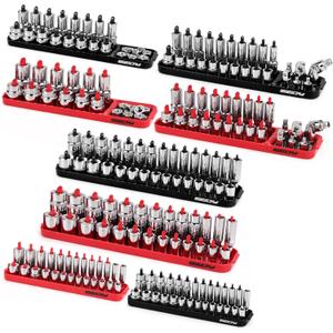 SEDY Socket Holder Tool Tray Organizer: 8-Piece Socket Storage Organizers Set for Toolbox Tools Trays Drawer 1/2 3/8 1/4 Inch Drive Socket Holder, 85003