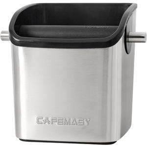 Espresso Puck Knock Box Accessories - Home Use Small Coffee Knock Box Stainless Steel Dump Bin Barista Tools for Espresso Machine Bar Coffee Grounds (Silver)