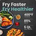 Chefman TurboX 4-in-1 Air Fryer, 5-Quart Airfryer for Extra Crispy Chicken, Fries, Wings, and More, Air Fry, Bake, Reheat, and Frozen Functions, Digital Touch Controls, Dishwasher Safe - Gray