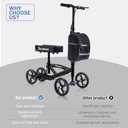 Steerable Knee Walker Deluxe Medical Scooter for Foot Injuries Compact Crutches, with Dual Rear on-Wheel Brake and Shock Absorption Under The Knee pad, Black