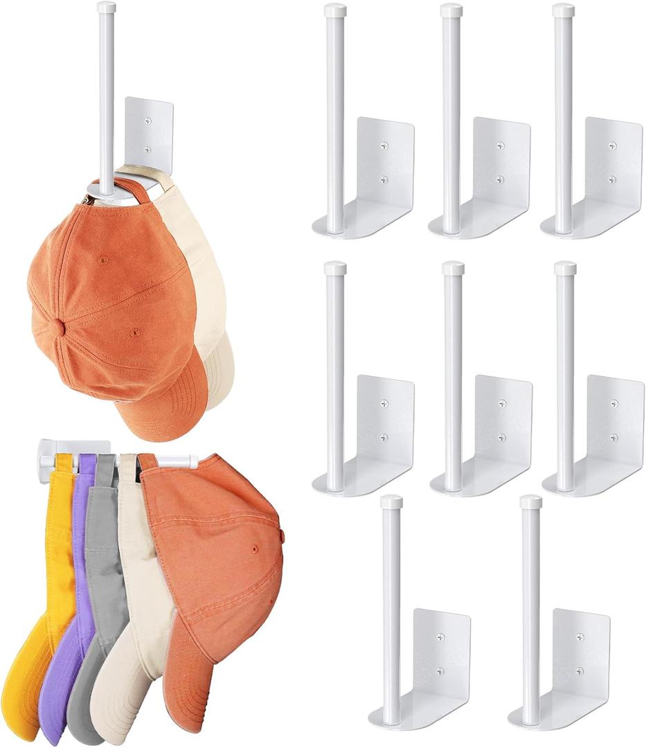 8 Pack Hat Racks for Baseball Caps, Stainless Steel Hat Organizer for Baseball Cap, Hat Holder Storage Organizer, Hat Hanger Strong Adhesive/Wall Drilled for Door, Bedroom, Closet(White 6 in) 8 Pack Hat Racks for Baseball Caps, Stainless Steel Hat Organizer for Baseball Cap, Hat Holder Storage Organizer, Hat Hanger Strong Adhesive/Wall Drilled for Door, Bedroom, Closet(White 6 in)