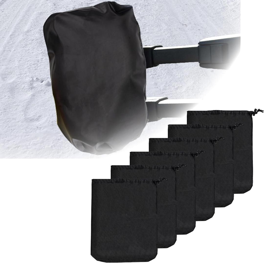 6Pcs Side Mirror Covers, Waterproof Car Side Mirror Protection for Snow, Ice, Bird Droppings - Suit Fit for Trucks, Winter Rearview Guard, Auto Exterior Accessories with Drawstrings