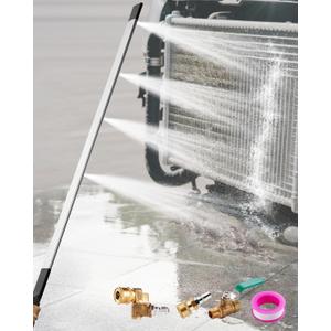Radiator Cleaning Wand,Radiator Water Air Cleaning Wands, 24 Wand+ 7 Angles Coupler+ Valve Switch, Cleaner for Car Truck Power Washer Wand
