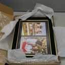 8.5x11 Velvet Picture Frame with 2 Openings 5x7 Pictures, HD Real Glass Green Velvet Photo Frame with Black White Border Mat, Gold Border Horizontal & Vertical Display for Tabletop or Wall Decor (2 Pack)