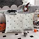 Halloween Pillow Covers 18x18 inch Set of 2 White Ghost Throw Pillow Cases Soft Plush Faux Fur Wool Couch Cushion Case for Chair Sofa Bedroom Living Room Home Decor