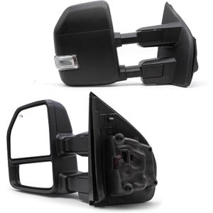TOEMIRR Towing Mirrors fit for Ford F250 F350 F450 F550 Super Duty 2017 2018 2019 2020 Heated Power Temperature Sensor Turn Signal Auxiliary Light Manual Telescopic Black Tow Mirrors Rearview Mirrors