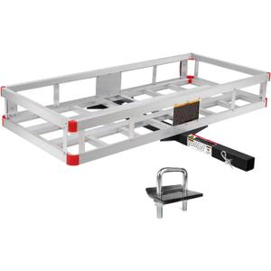 MaxxHaul Aluminum Cargo Carrier with Hitch Tightener Trailer Hitch Mount for RV Truck SUV Van Car with 2" Receiver - 500 lb. Load Cap. 47.25" x 20.25 x 6 Inner Dims. 49" x 22" x 6" Outer Dims.