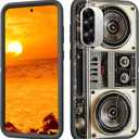 for Galaxy A36/A56 5G Case with Built in Kickstand,Shockproof/Dustproof/Drop Proof 3-Layer Military Grade Protective Cover for Samsung Galaxy A36/A56 5G 6.7",Vintage 80s Boombox